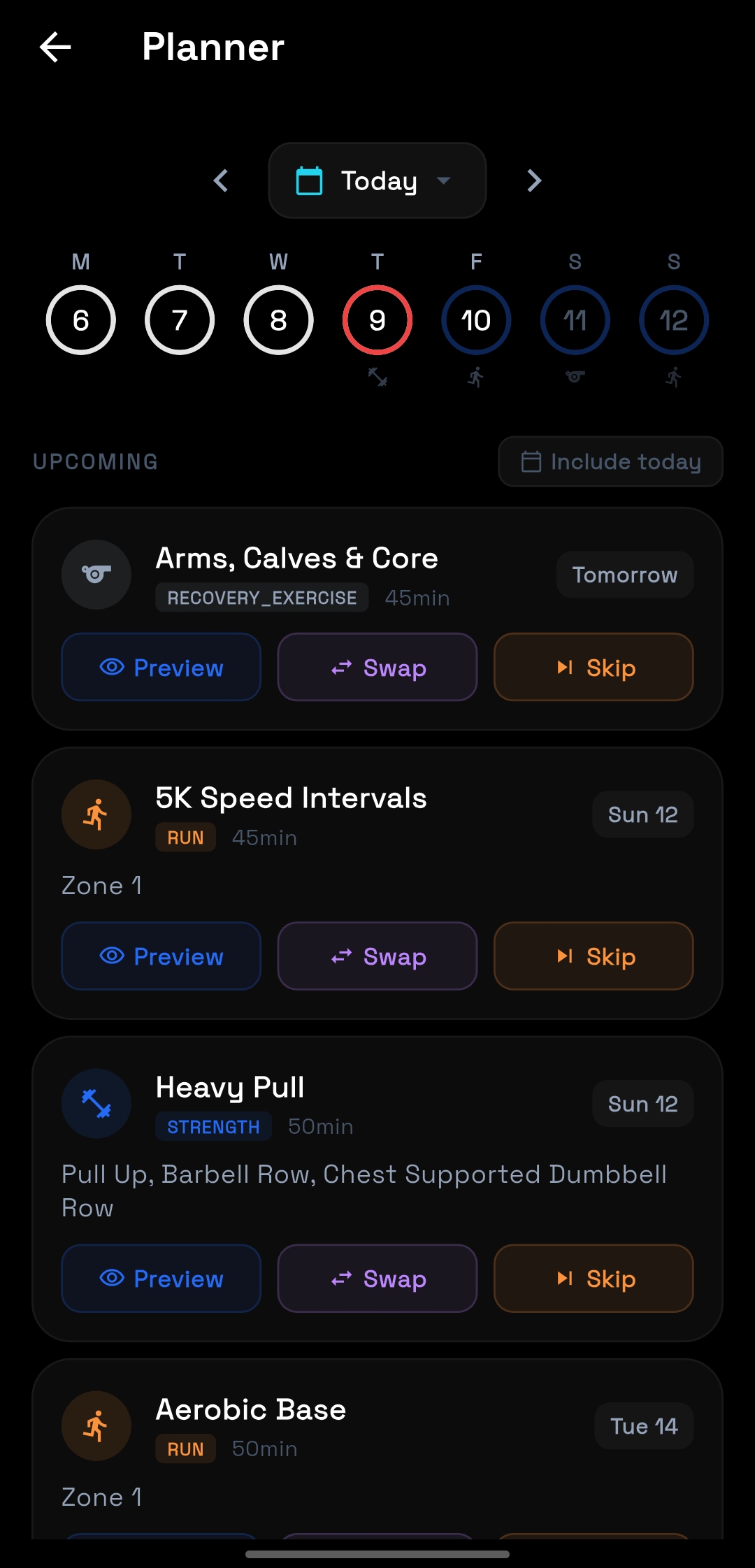 Saker planner screen