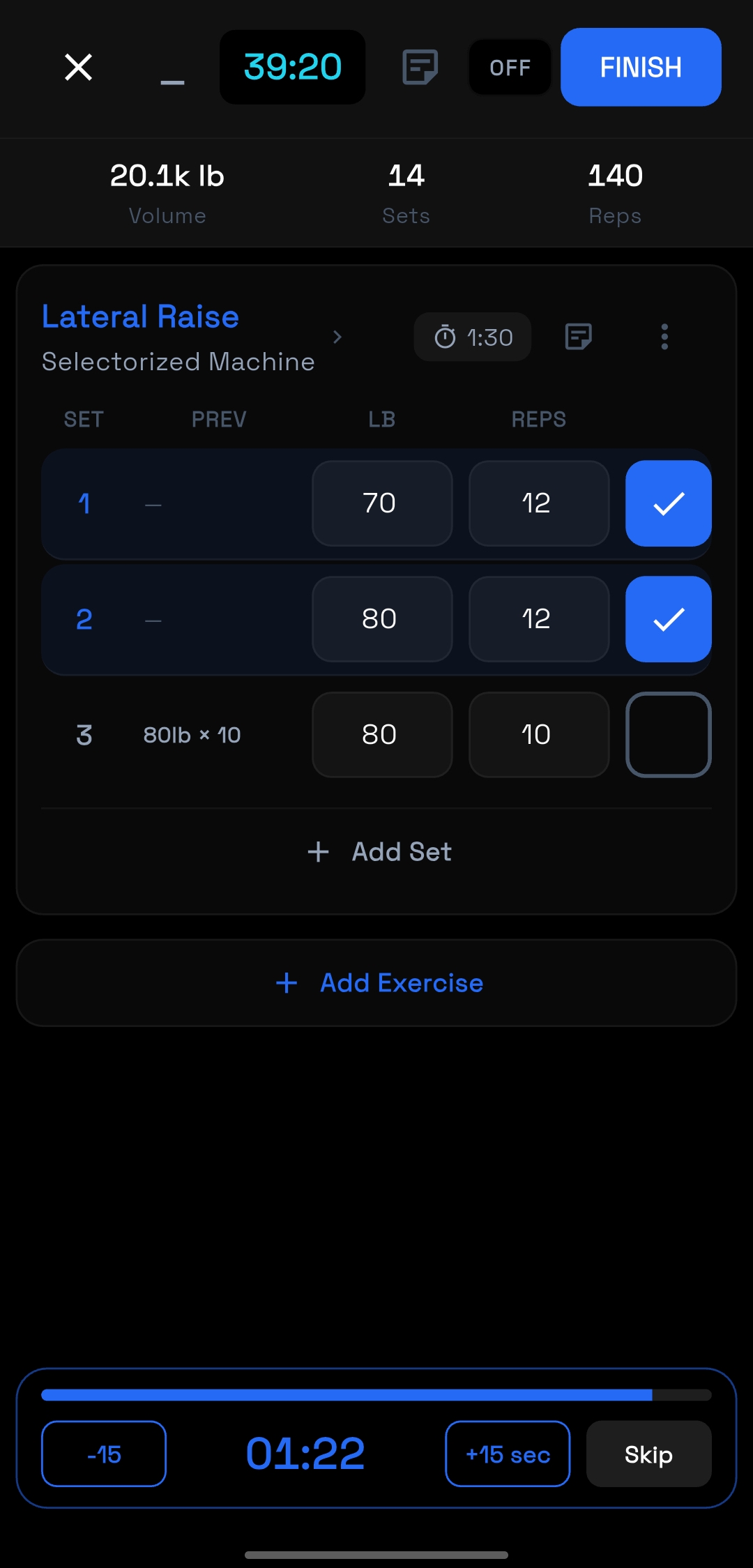Saker live lift logging screen
